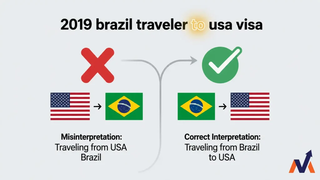 Search query example showing how Google BERT understands the word "to" in "Brazil traveler to USA visa" to determine correct search intent
